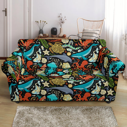 Underwater Animal Print Design LKS301 Loveseat Couch Slipcover