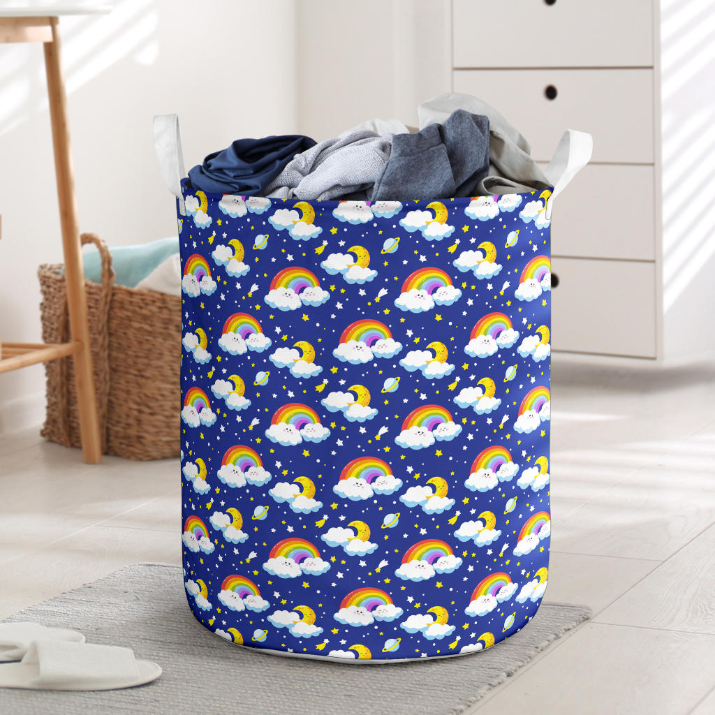 Rainbow Space Design Print Laundry Basket