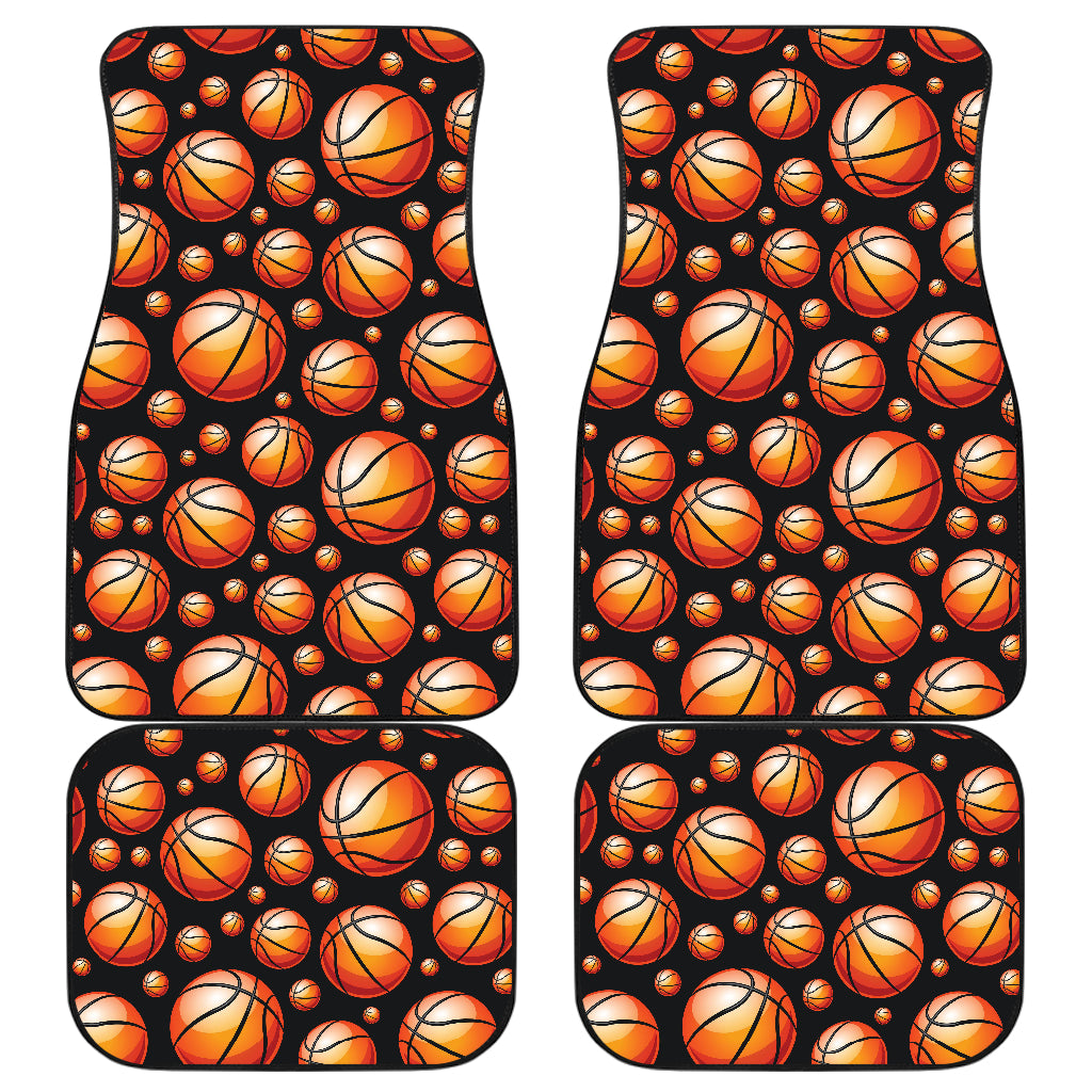 Basketball Black Background Pattern Car Floor Mats Front Back