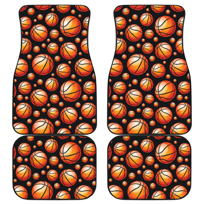 Basketball Black Background Pattern Car Floor Mats Front Back