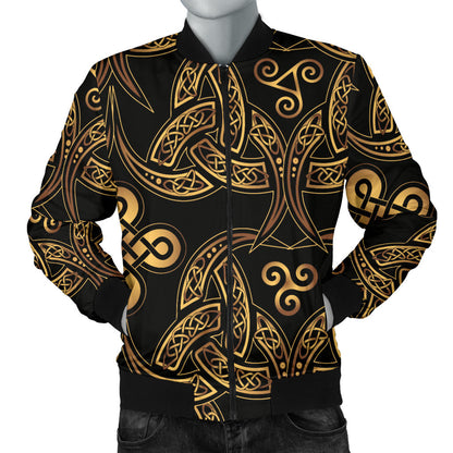Celtic Knot Gold Design Men Bomber Jacket