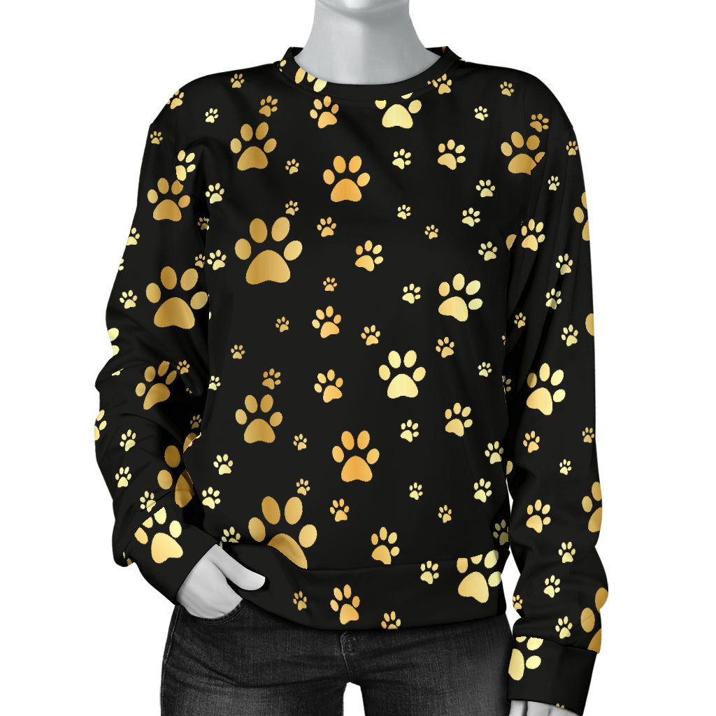Paw Gold Print Women Long Sleeve Sweatshirt