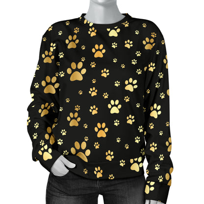 Paw Gold Print Women Long Sleeve Sweatshirt