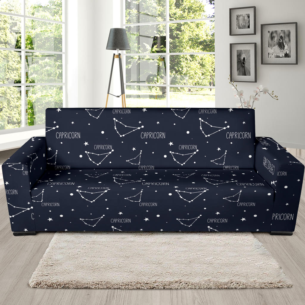 Capricorn Zodiac Pattern Print Design 01 Sofa Slipcover