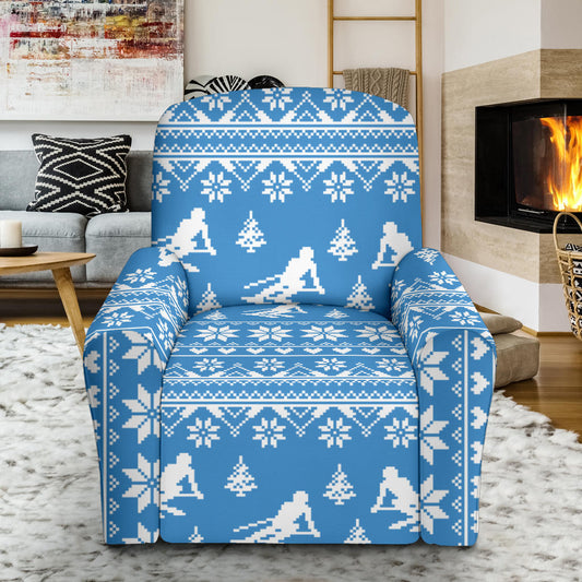 Ski Knit Pattern Print Design LKS302 Recliner Slipcover with Pocket