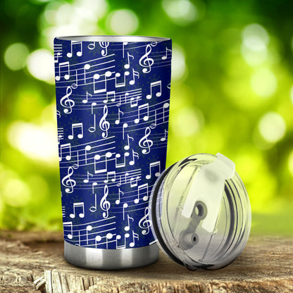 Music Note Blue Themed Print Tumbler