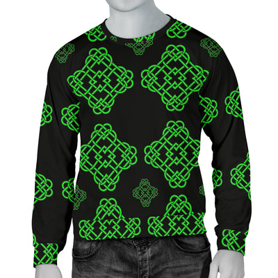 Celtic Knot Green Neon Design Men Long Sleeve Sweatshirt