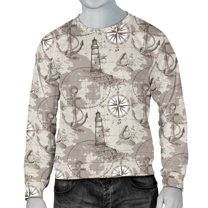 Nautical Map Design Themed Print Men Long Sleeve Sweatshirt
