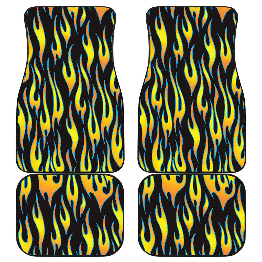 Flame Fire Yellow Pattern Car Floor Mats Front Back