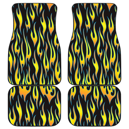 Flame Fire Yellow Pattern Car Floor Mats Front Back