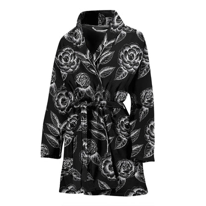 Camellia Pattern Print Design 02 Women Bathrobe