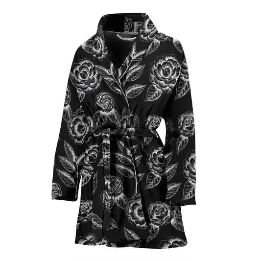 Camellia Pattern Print Design 02 Women Bathrobe