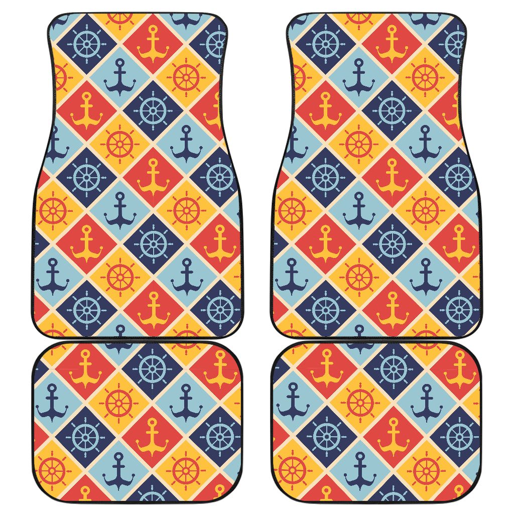 Nautical Pattern Design Themed Print Car Floor Mats Front Back