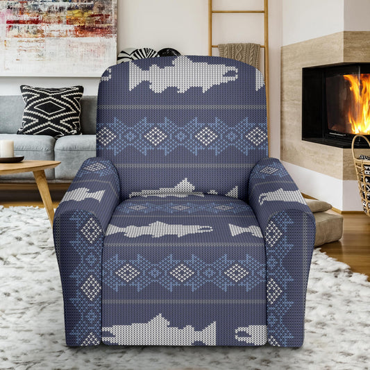 Salmon Fish Knit Style Print Design LKS304 Recliner Slipcover with Pocket