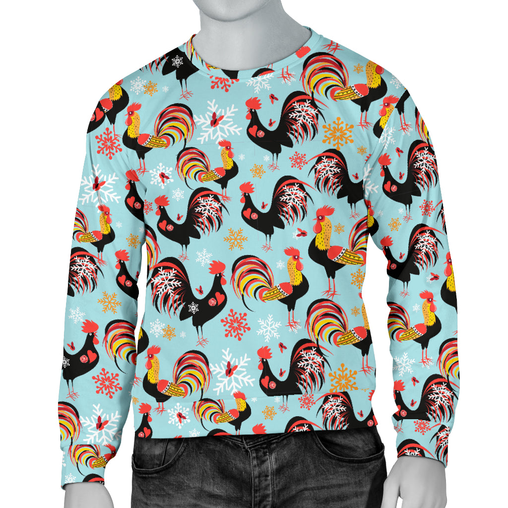 Rooster Themed Design Men Long Sleeve Sweatshirt
