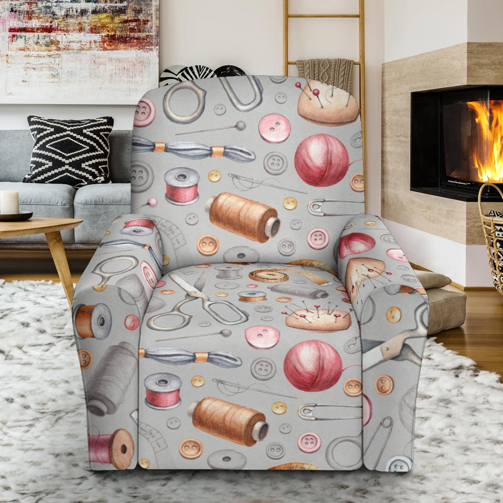 Sewing Equipment Print Design LKS302 Recliner Slipcover with Pocket