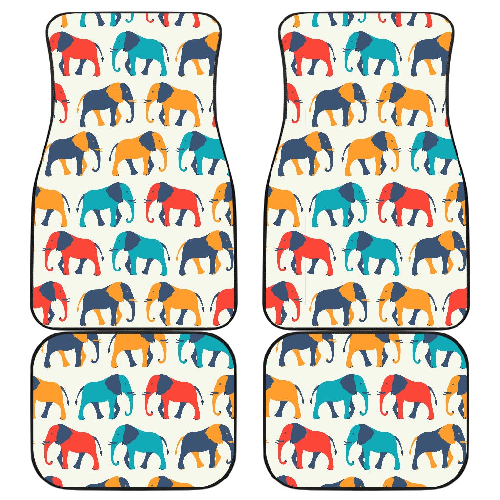 Elephant Colorful Print Pattern Car Floor Mats Front Back