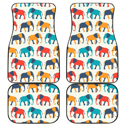 Elephant Colorful Print Pattern Car Floor Mats Front Back
