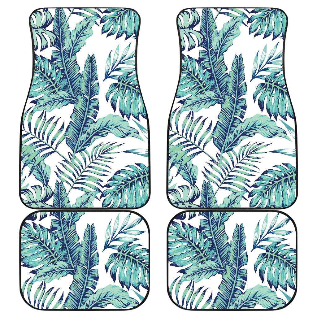 Pattern Tropical Palm Leaves Car Floor Mats Front Back