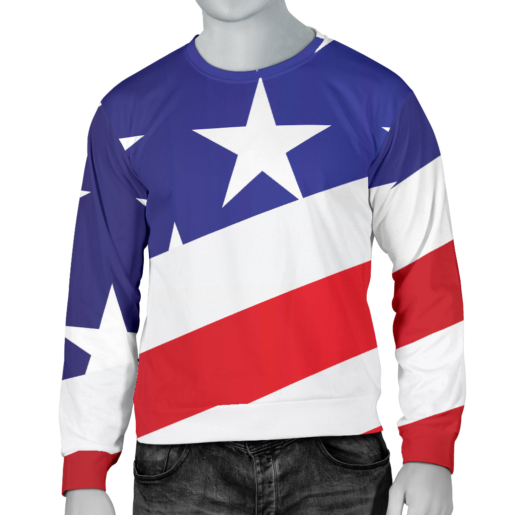 American flag Print Men Long Sleeve Sweatshirt