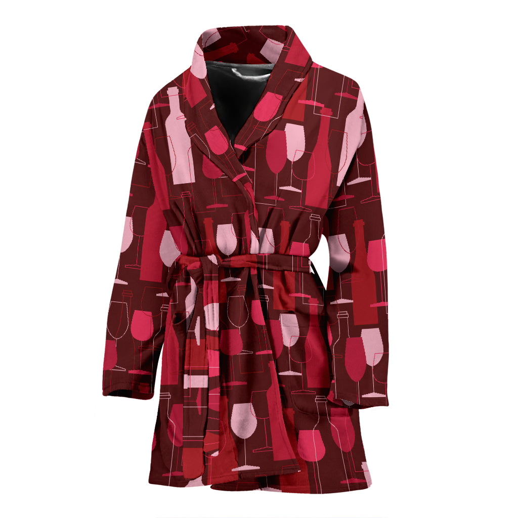 Wine Print Design LKS304 Women Bathrobe