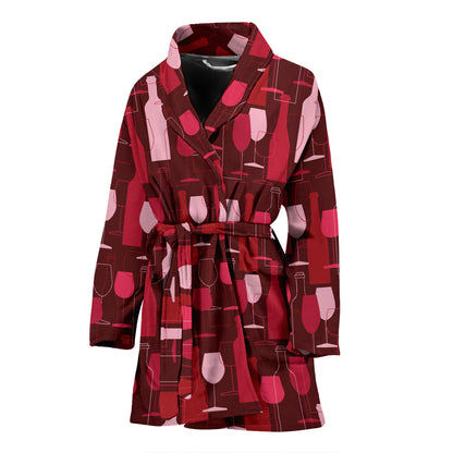 Wine Print Design LKS304 Women Bathrobe