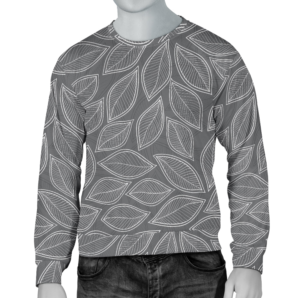 Elm Leave Grey Print Pattern Men Long Sleeve Sweatshirt