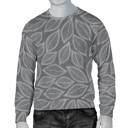 Elm Leave Grey Print Pattern Men Long Sleeve Sweatshirt