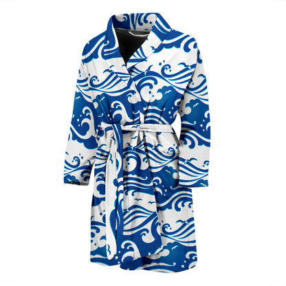 Wave Print Design LKS303 Men Bathrobe