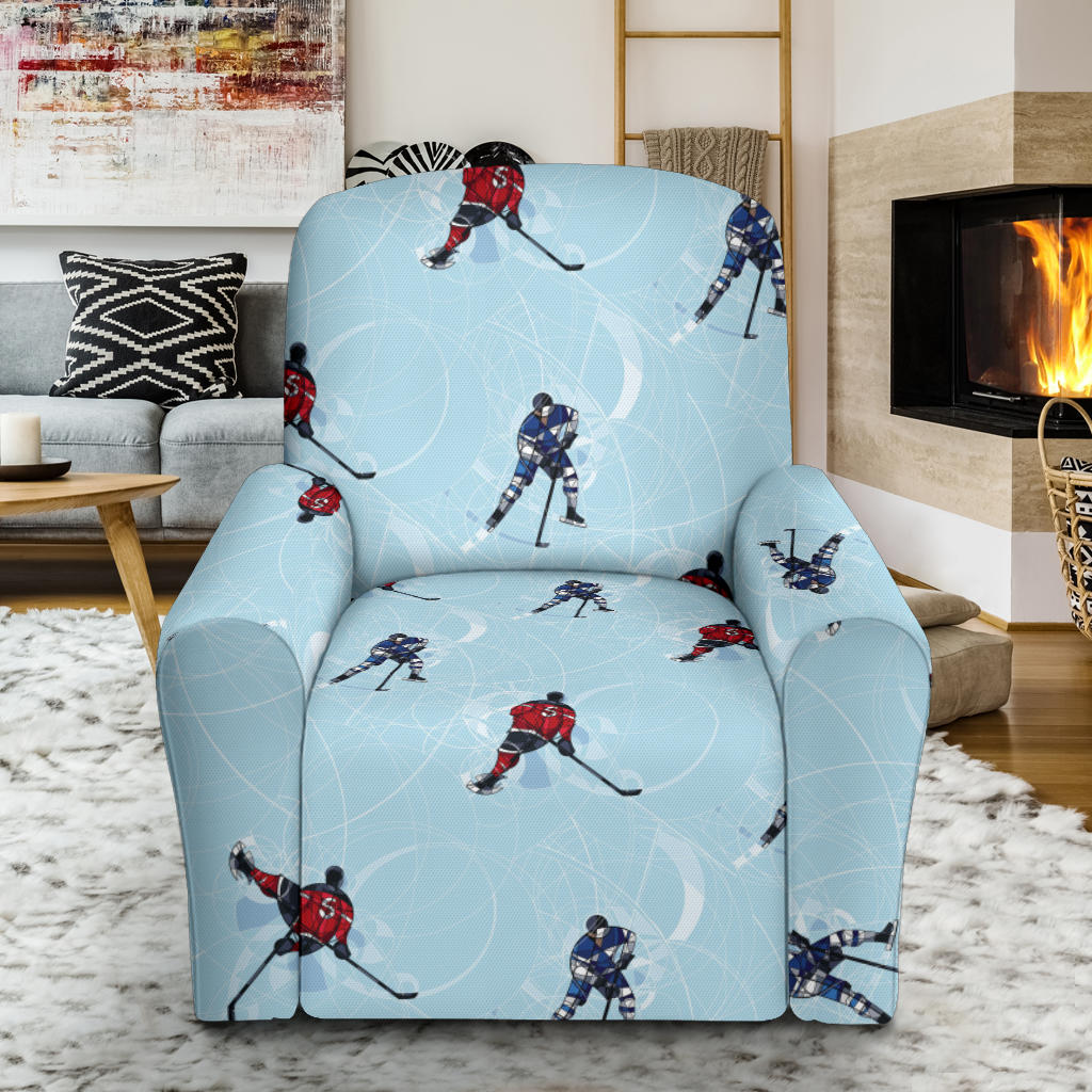 Hockey Player Print Design LKS302 Recliner Slipcover with Pocket