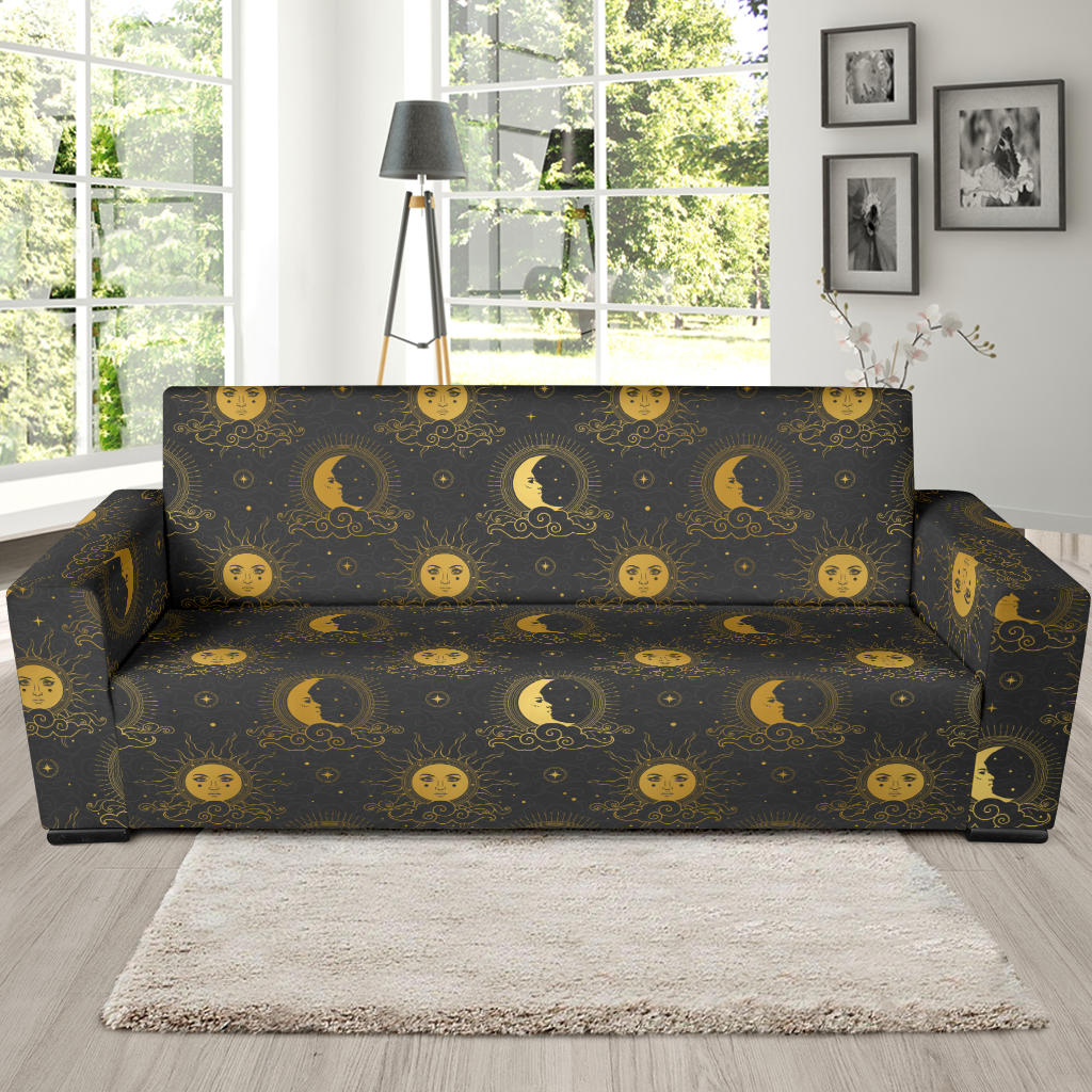 Celestial Moon Sun Pattern Print Design 05 Sofa Slipcover