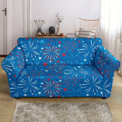 Firework Celebration Print Design LKS304 Loveseat Couch Slipcover