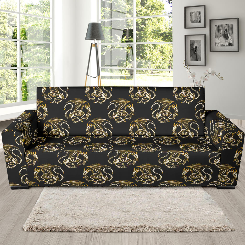 Skeleton Dragon Print Design LKS306 Sofa Slipcover