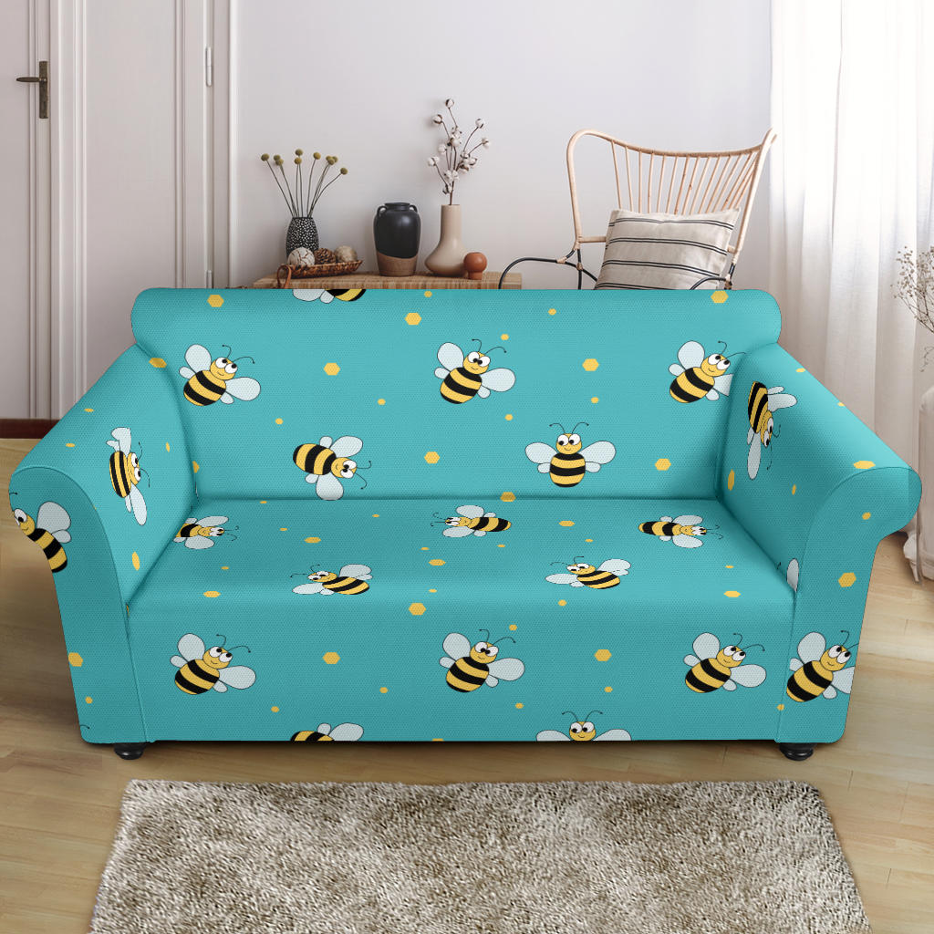 Bee With Dot Print Design LKS309 Loveseat Couch Slipcover