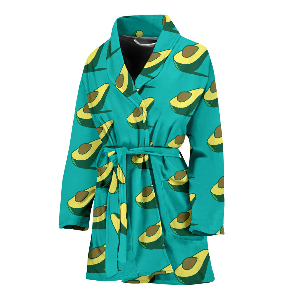 Avocado Pattern Print Design 03 Women Bathrobe