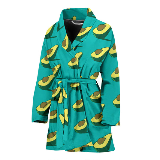 Avocado Pattern Print Design 03 Women Bathrobe