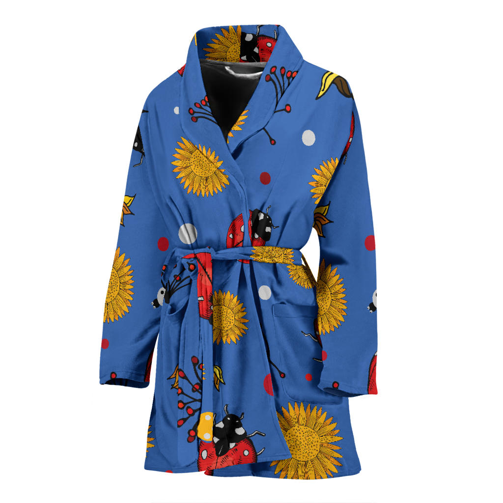 Ladybug Pattern Print Design 05 Women Bathrobe