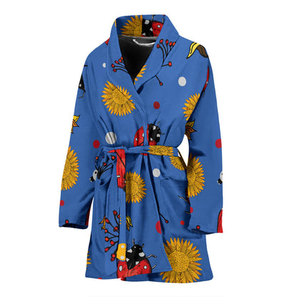 Ladybug Pattern Print Design 05 Women Bathrobe