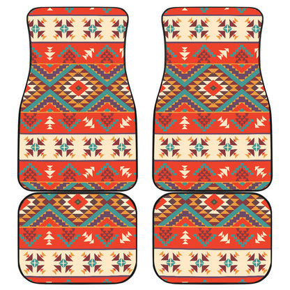 Aztec Red Print Pattern Car Floor Mats Front Back