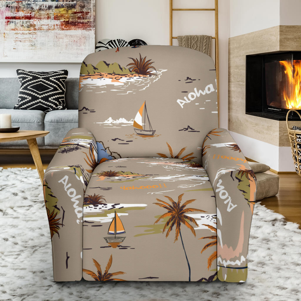 Pacific island Pattern Print Design A05 Recliner Slipcover with Pocket