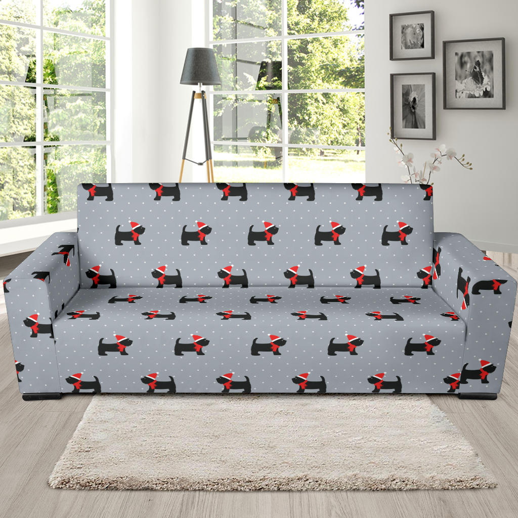 Scottish Christmas Themed Terriers Print Design LKS3018 Sofa Slipcover
