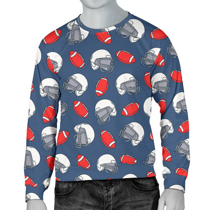 American Football Helmet Design Pattern Men Long Sleeve Sweatshirt