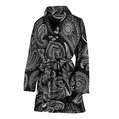 Paisley Pattern Print Design A04 Women Bathrobe