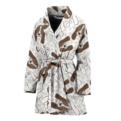 Basset Hound Pattern Print Design 01 Women Bathrobe