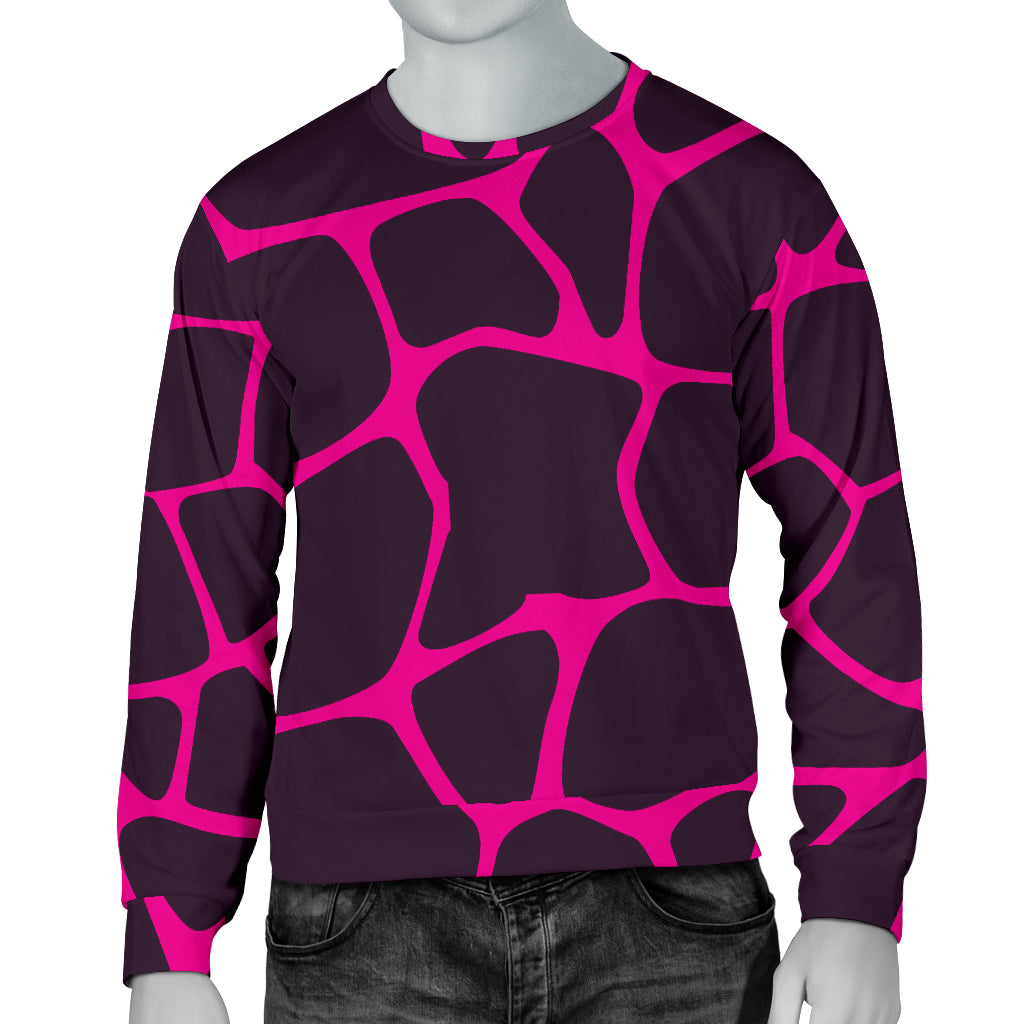Giraffe Pink Background Texture Print Men Long Sleeve Sweatshirt
