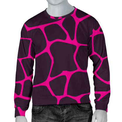 Giraffe Pink Background Texture Print Men Long Sleeve Sweatshirt
