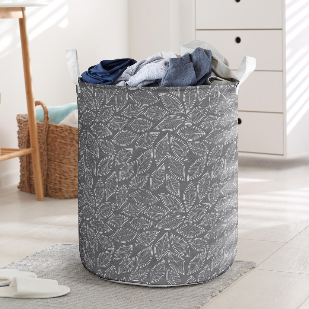 Elm Leave Grey Print Pattern Laundry Basket