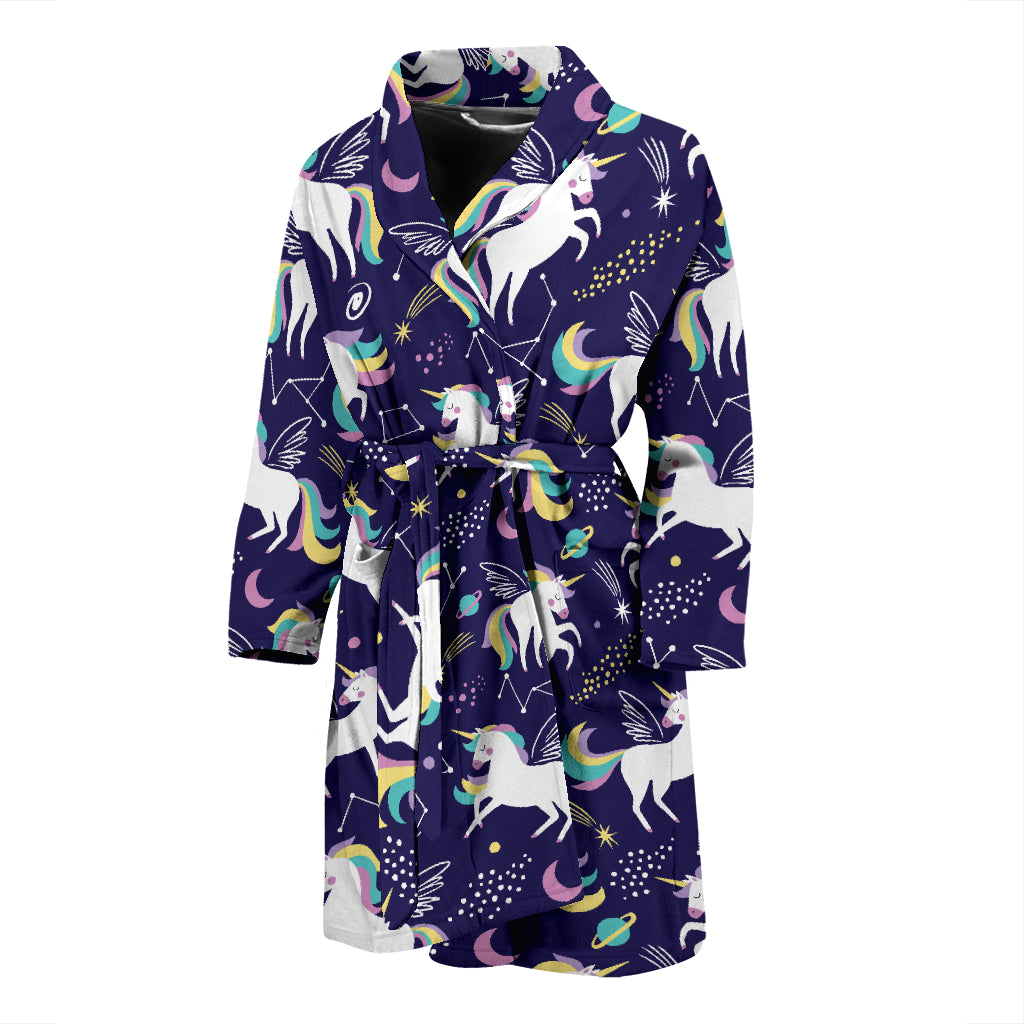 Unicorn Print Design LKS305 Men Bathrobe