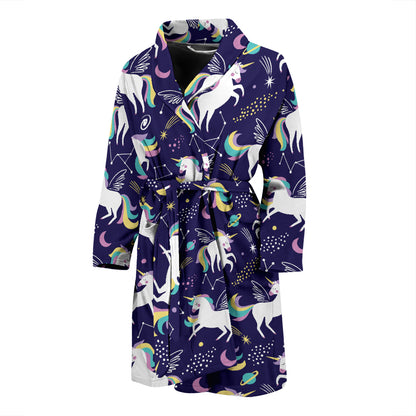 Unicorn Print Design LKS305 Men Bathrobe