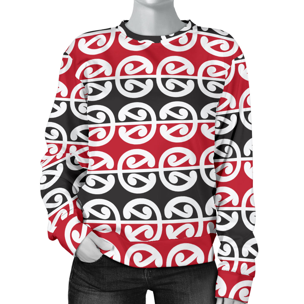 Maori Classic Themed Design Print Women Long Sleeve Sweatshirt